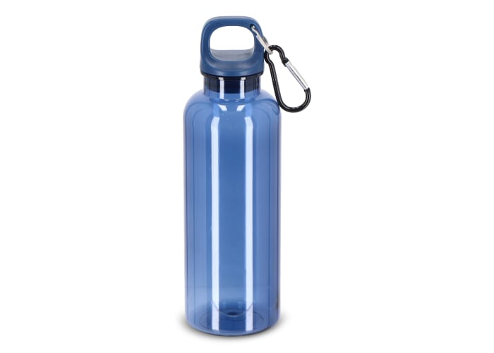 Bouteille promotionnelle 500ml R-PET avec mousqueton Transparent bleu foncé